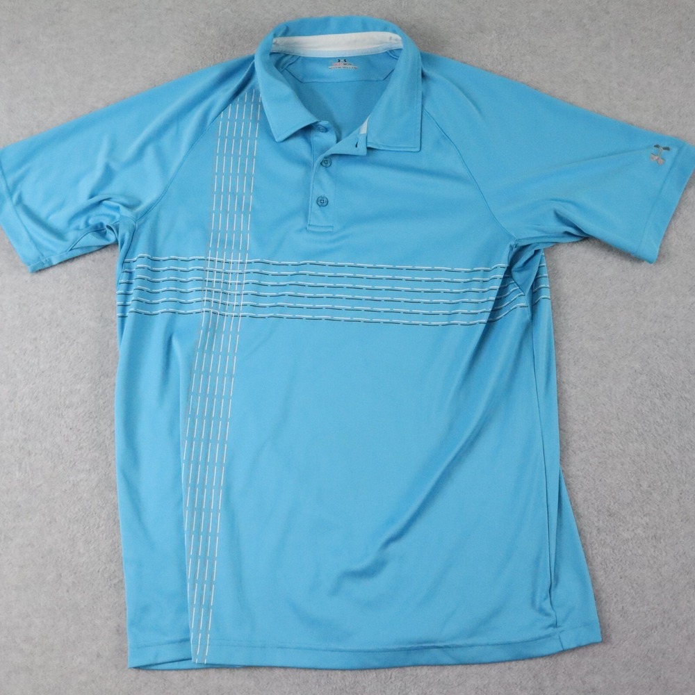 Under Armour Polo Shirt Mens XL HeatGear Performance Golf Blue Short Sleeve
